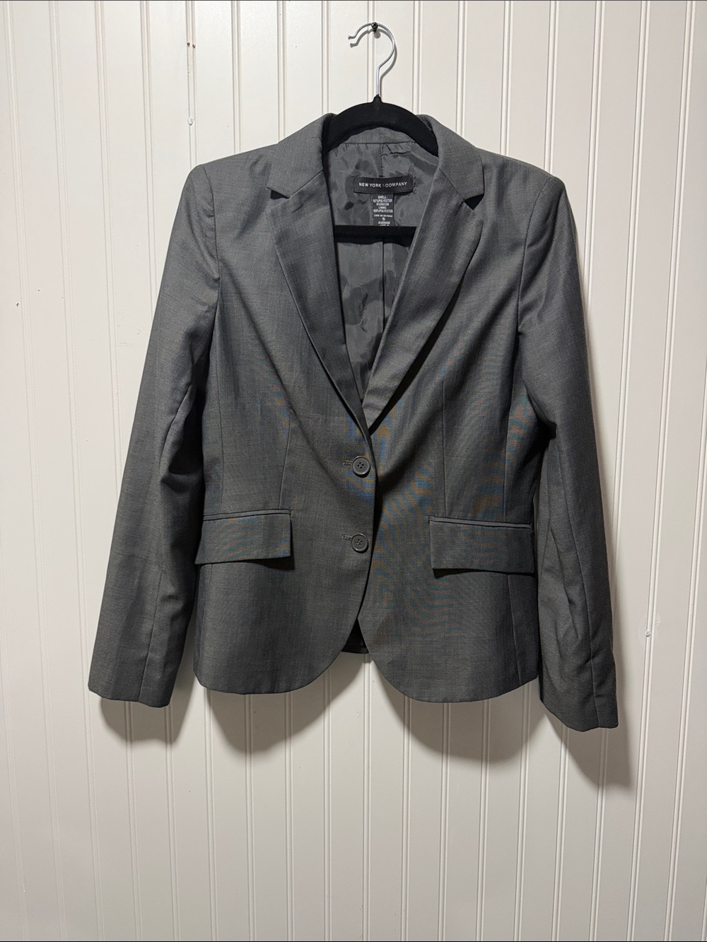 New York & Company Women's Charcoal Two-Button Tailored Blazer